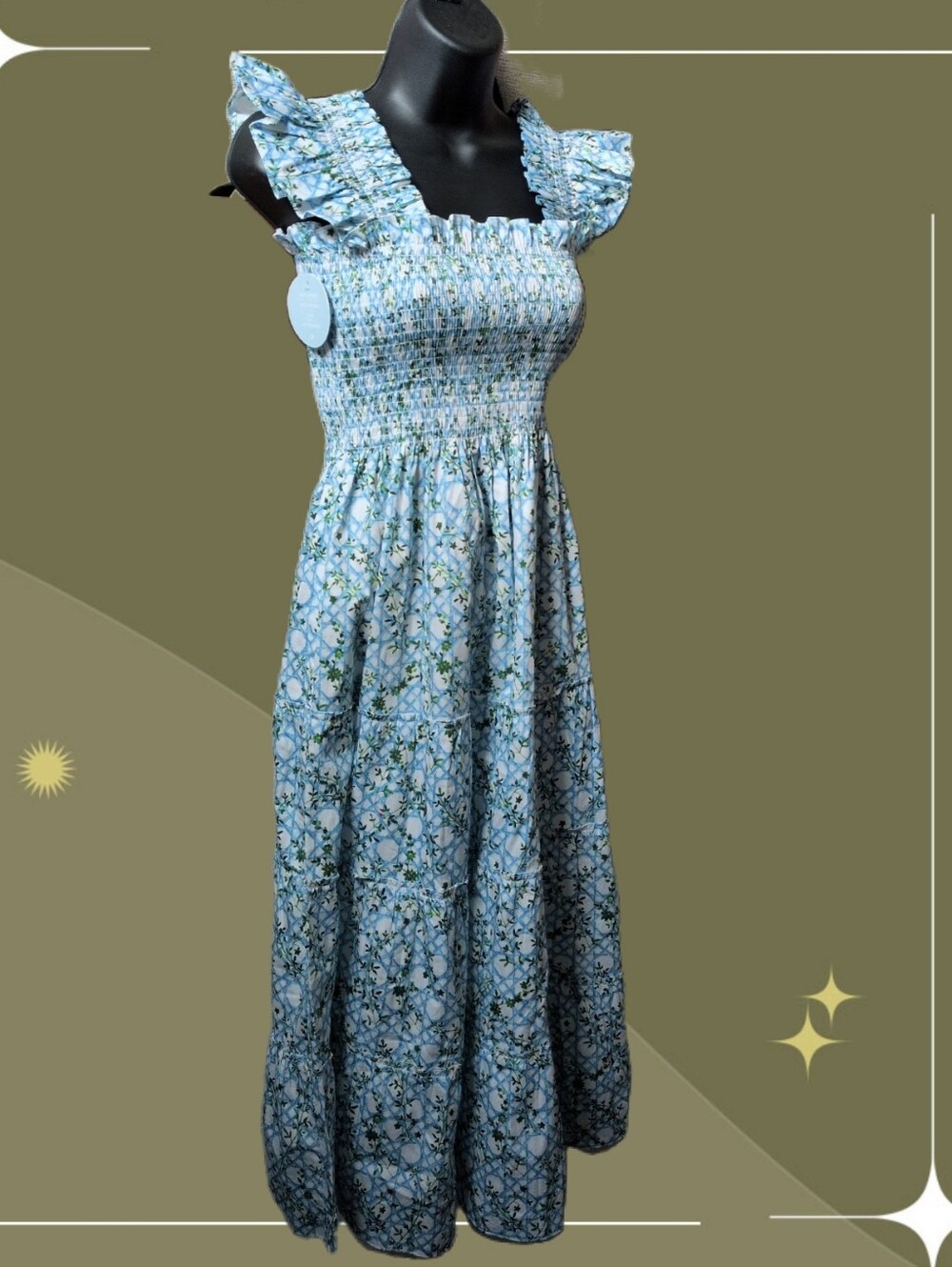 ✨ Nwt Hill House Home Ellie nap Dress In Blue Basketweave Vine Size XS